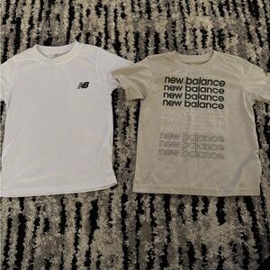 2 New Balance Kids' White and Beige T-Shirts- Size 5/6